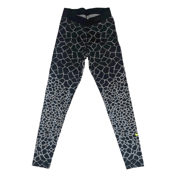 Nike Pro Dri Fit Womens Black & Grey Giraffe Training Leggings SMALL S DriFit - Picture 2 of 8